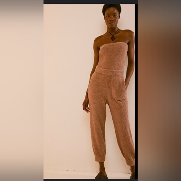 Free People FP beach Claire wet plaster terry cloth strapless one-piece jumpsuit - Picture 4 of 11